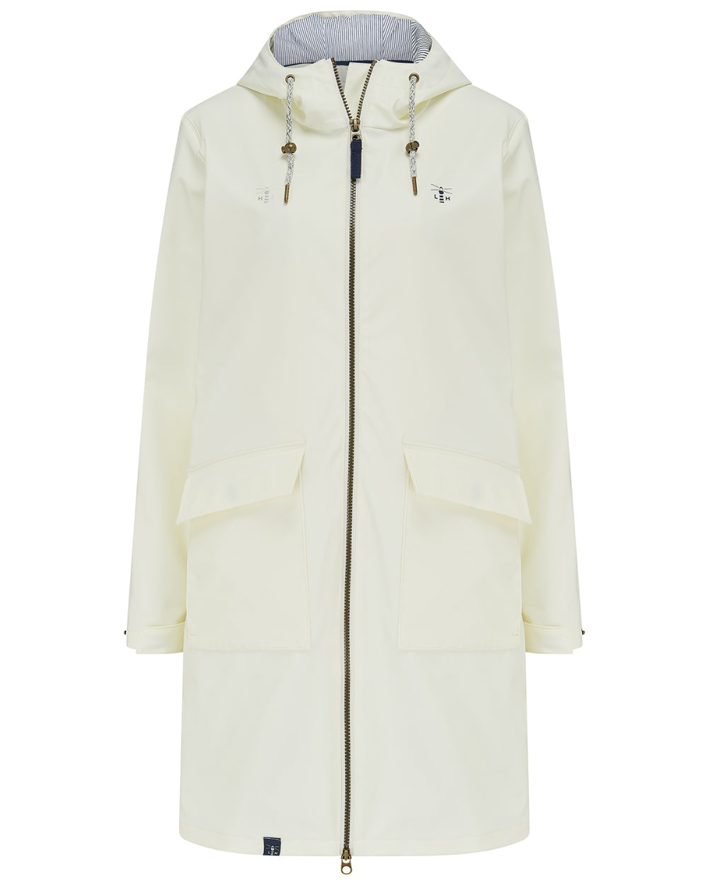 Coconut coloured Lighthouse Ladies Lucy Long Coat on white background