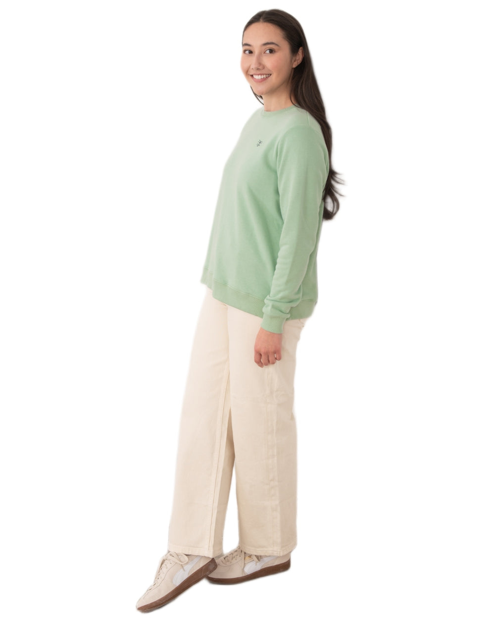 Pastel Green coloured Lighthouse Ladies Seaside Jersey on white background