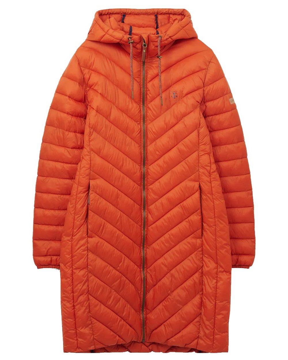 Burnt Orange coloured Lighthouse Laurel Ladies Coat on white background