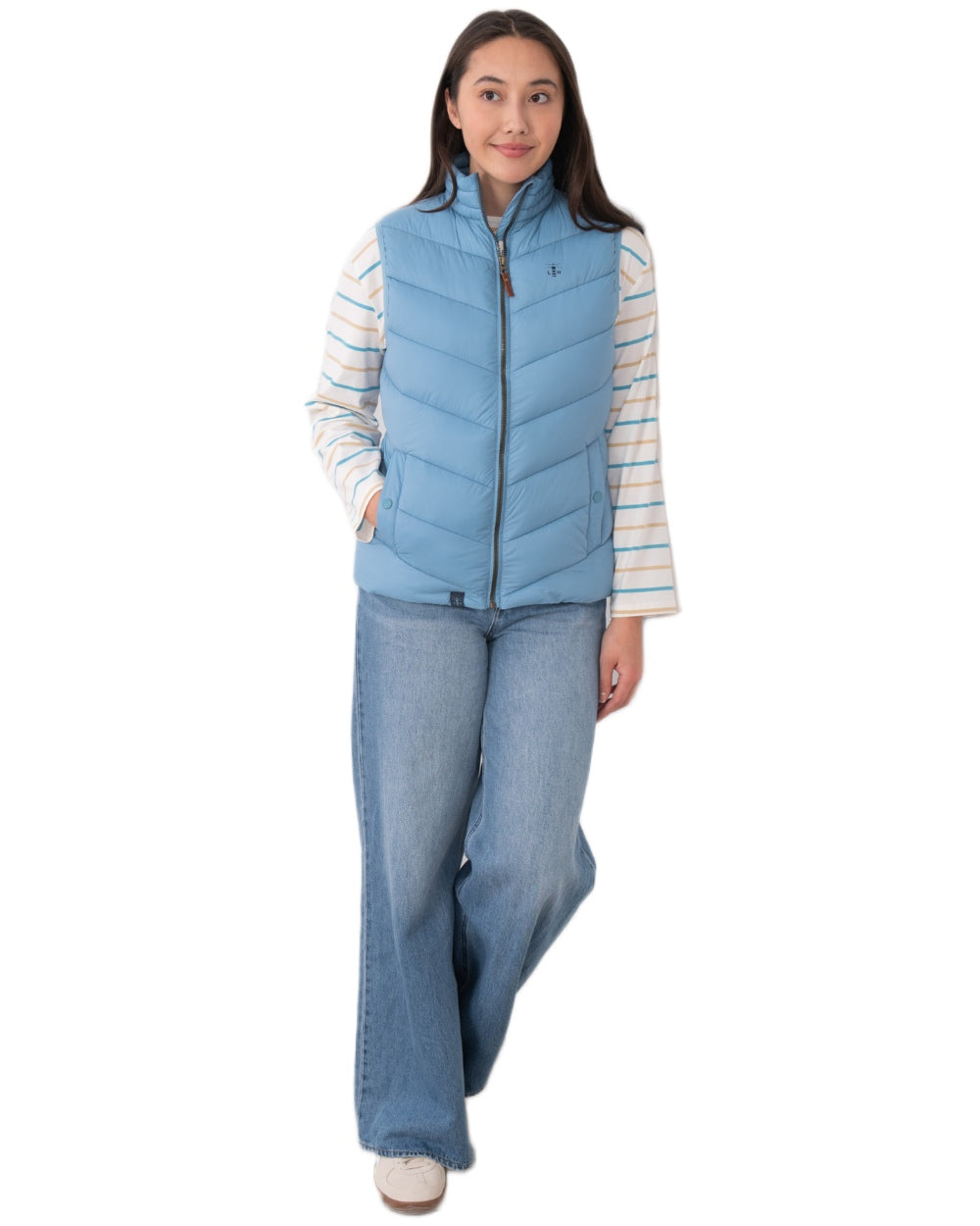 Blue coloured Lighthouse Laurel Ladies Gilet on white background