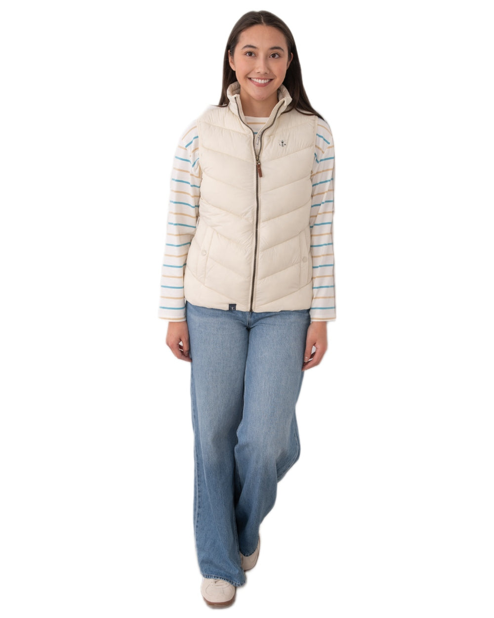Cream coloured Lighthouse Laurel Ladies Gilet on white background