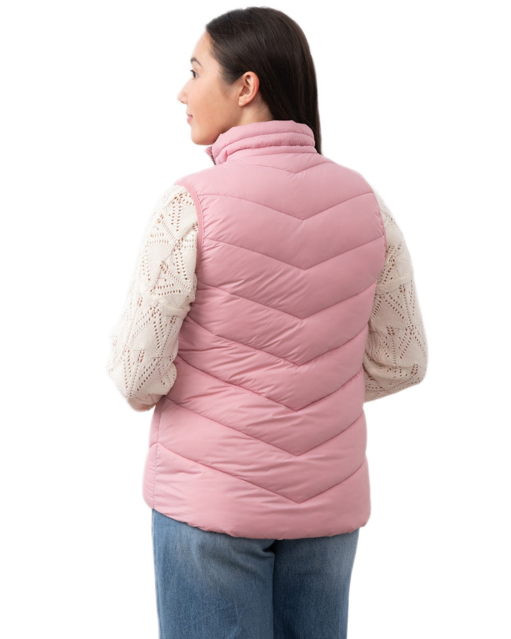 Pink coloured Lighthouse Laurel Ladies Gilet on white background