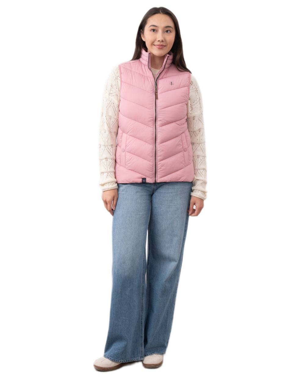 Pink coloured Lighthouse Laurel Ladies Gilet on white background