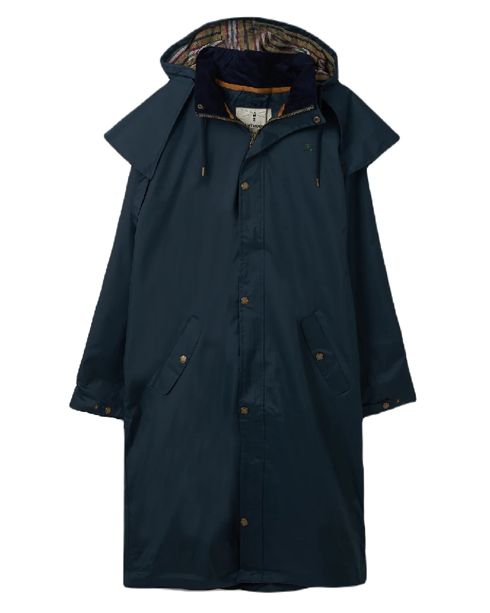 Navy coloured Lighthouse Long Waterproof Coat on White background