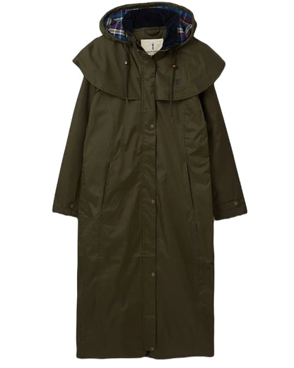 Fern coloured Lighthouse Outback Full Length Ladies Waterproof Raincoat on White background 