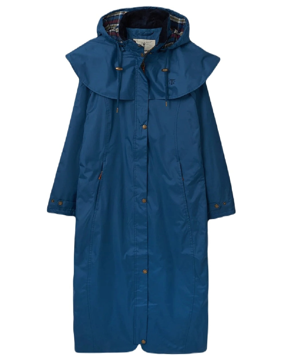 Deep Sea coloured Lighthouse Outback Full Length Ladies Waterproof Raincoat on White background 