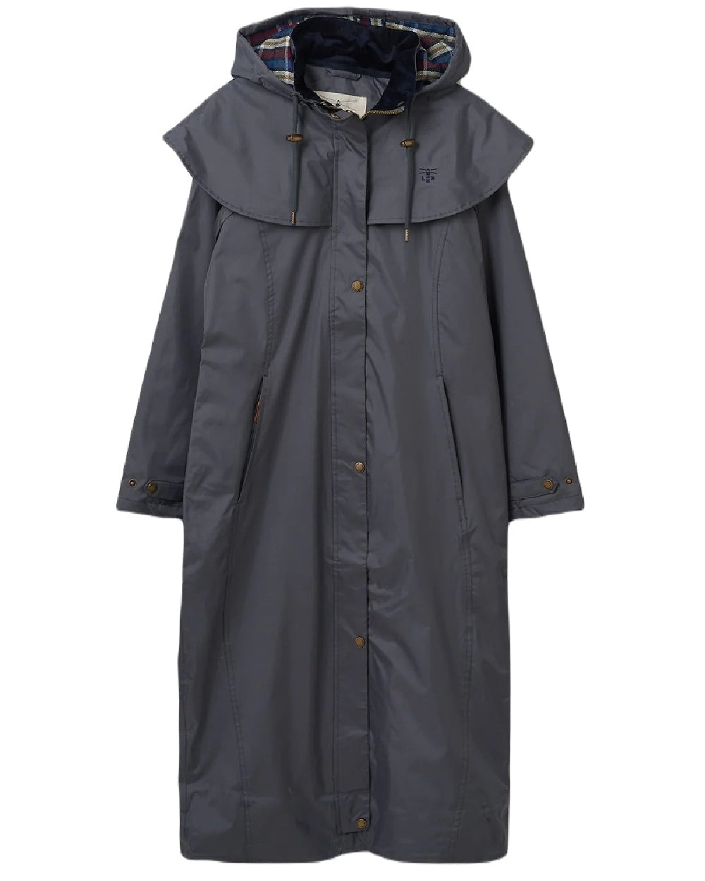 Urban Grey Lighthouse Outback Full Length Ladies Waterproof Raincoat on White background 