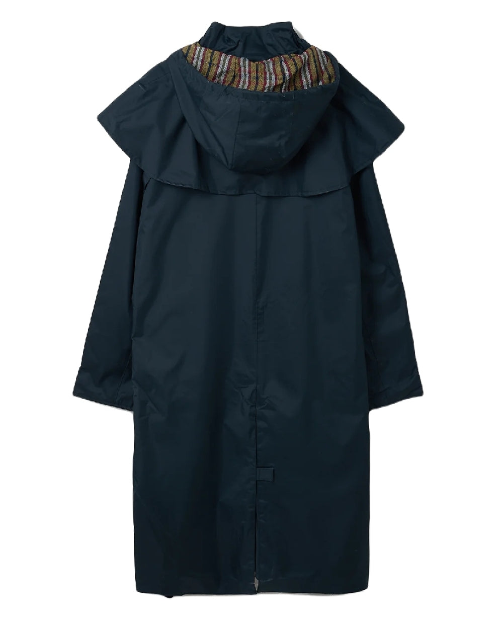 Navy coloured Lighthouse Long Waterproof Coat on White background 
