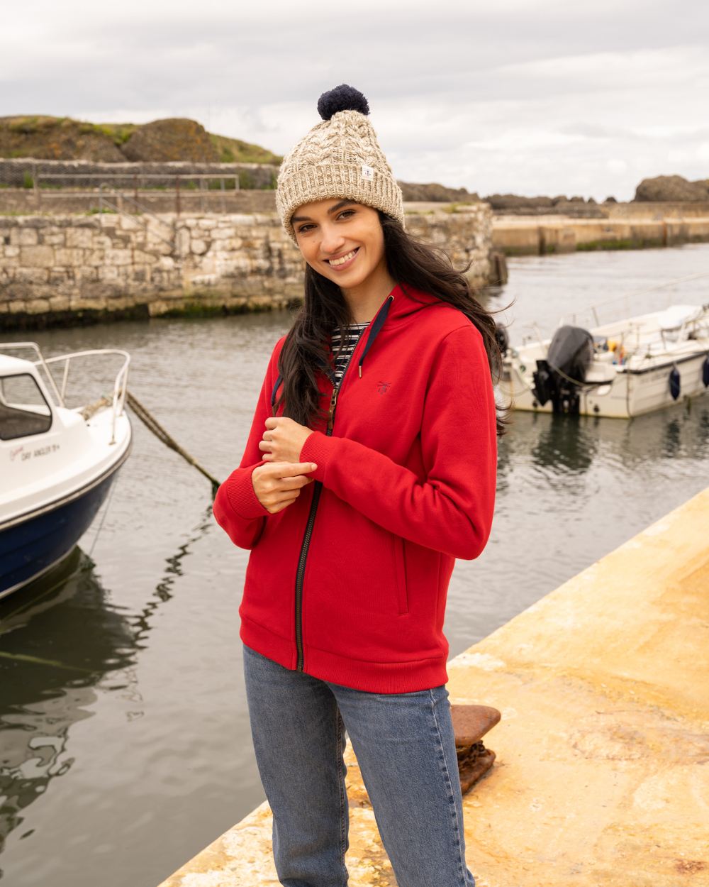 Lighthouse Womens Strand Hooded Jacket in Red