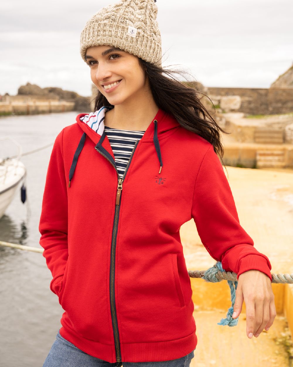 Lighthouse Womens Strand Hooded Jacket in Red