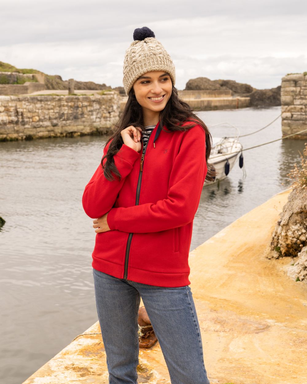 Lighthouse Womens Strand Hooded Jacket in Red
