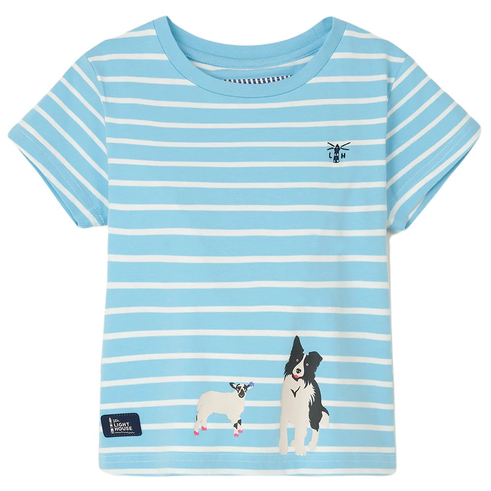 Lighthouse Girls Causeway T-Shirt in Sheepdog/Lamb Print 