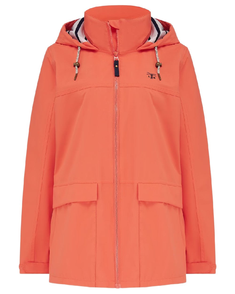 Coral coloured Lighthouse Ladies Beachcomber II Coat on white background