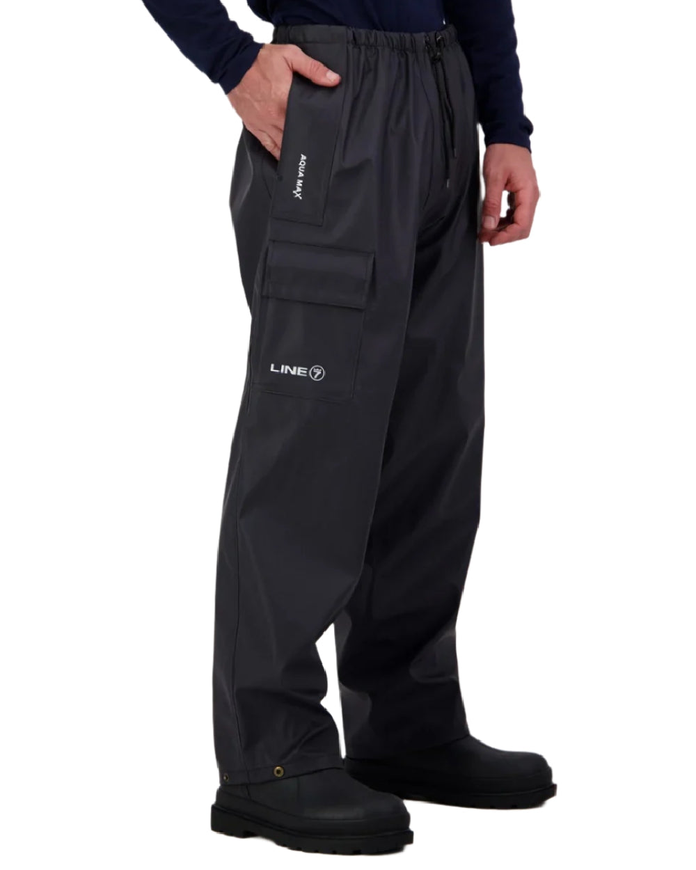 Navy Coloured Line 7 Mens Aqua Max Waterproof Overtrouser on white background