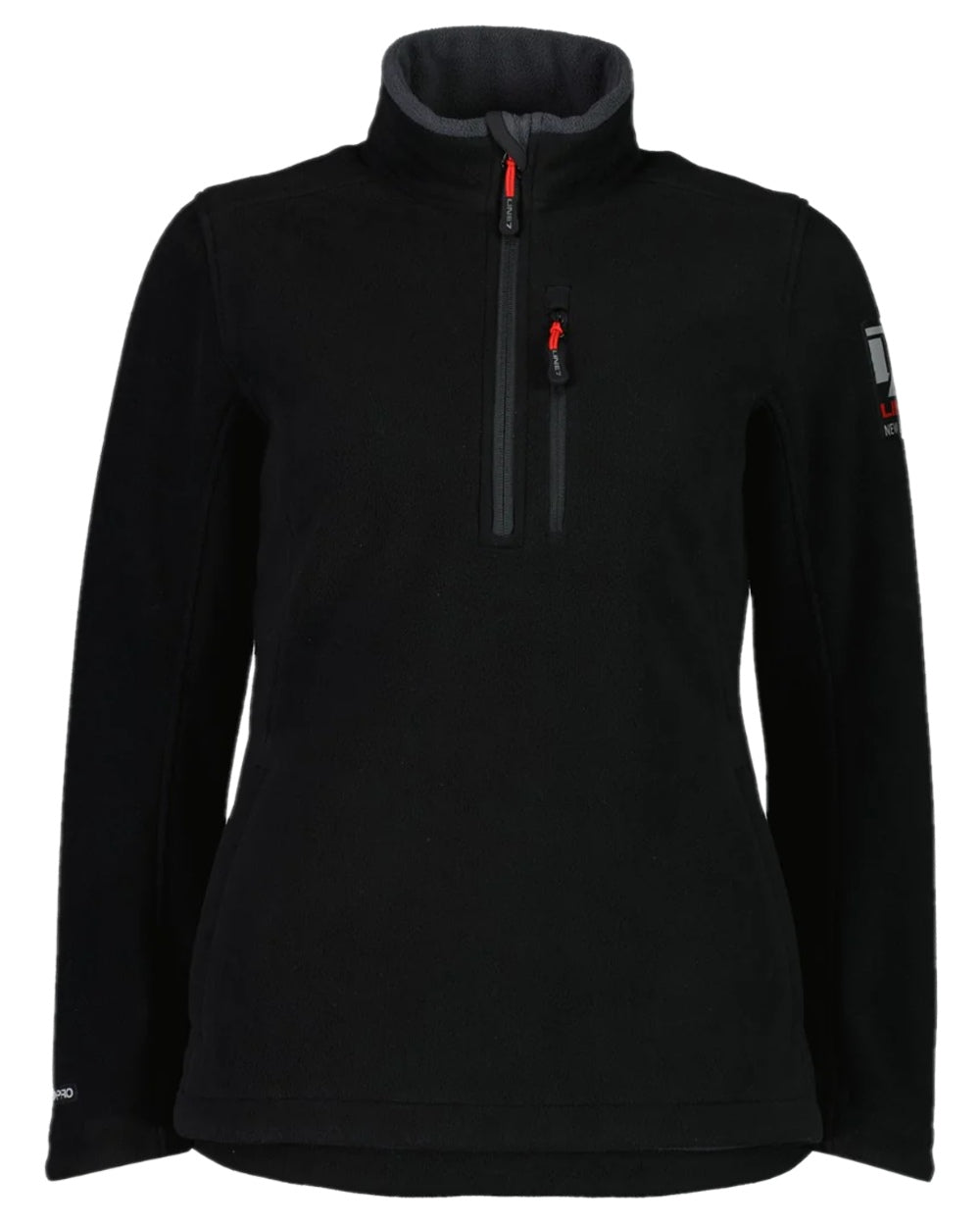 Black Coloured Line 7 Womens Territory Wind Pro Half Zip Fleece Jacket on white background
