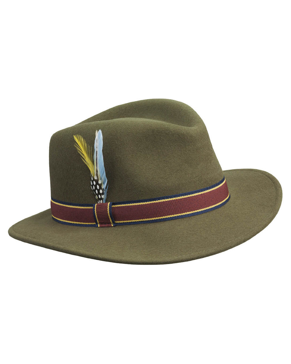 Loden Coloured Laksen Brixton Ladies Fedora Cashmere Hat On A White Background
