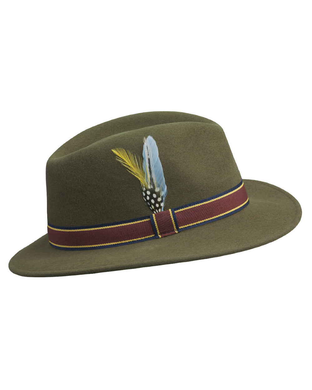 Loden Coloured Laksen Brixton Ladies Fedora Cashmere Hat On A White Background