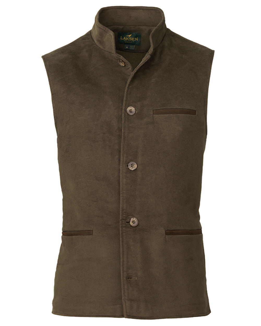 Loden Coloured Laksen Belgravia Fife Vest On A White Background