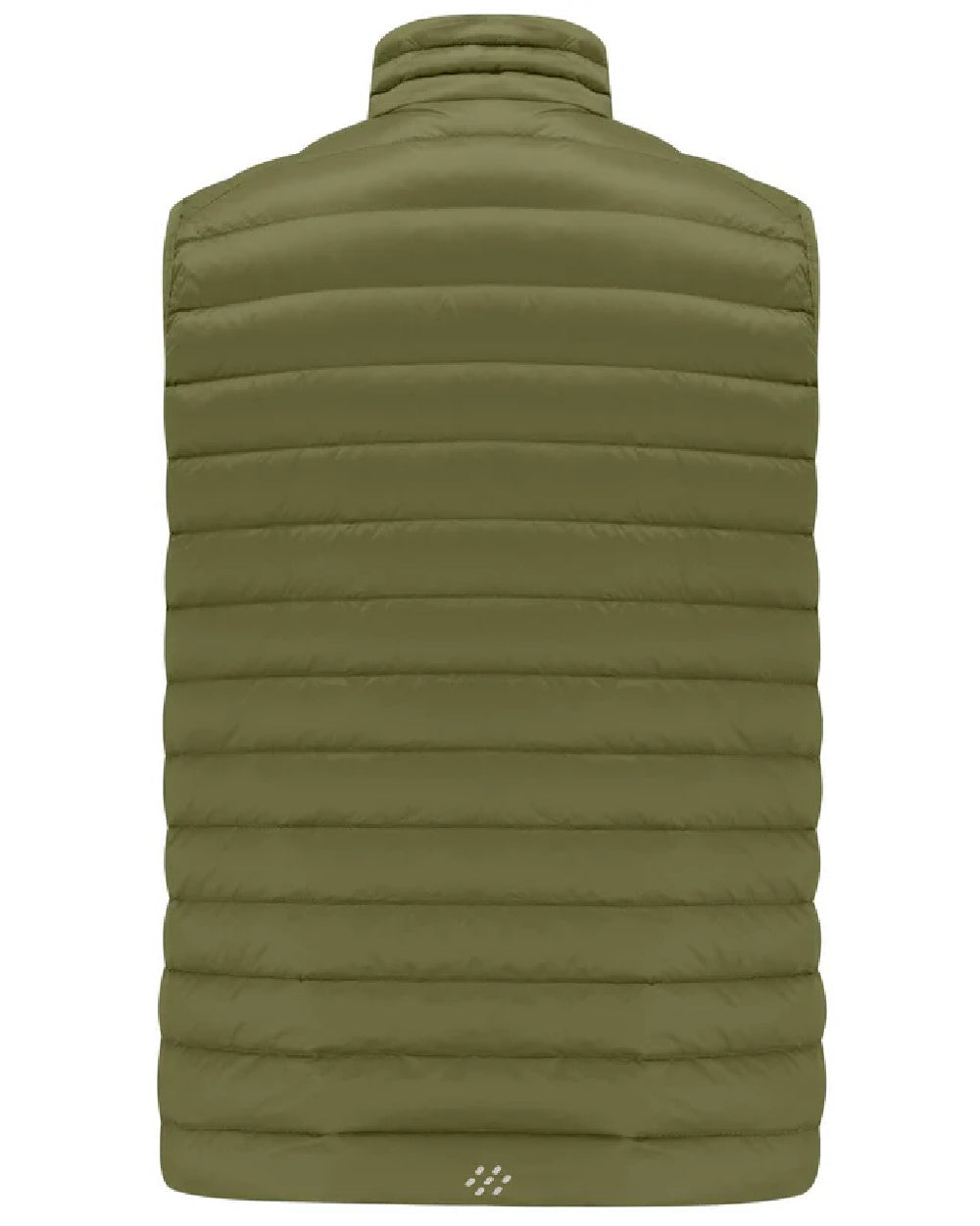 Khaki coloured Mac In A Sac Mens Alpine Down Gilet on white background