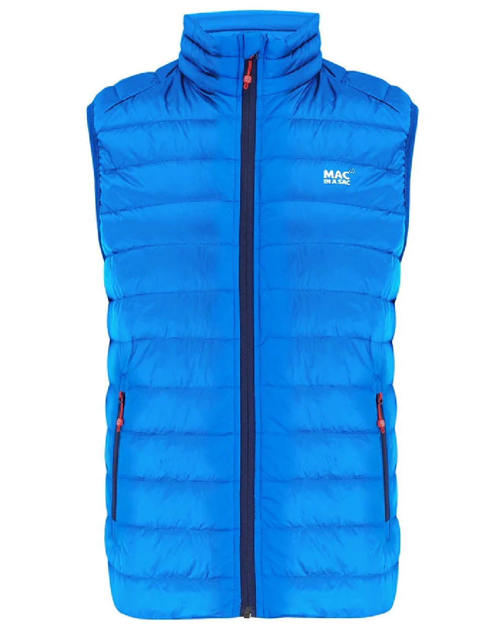 Royal coloured Mac In A Sac Mens Alpine Down Gilet on white background