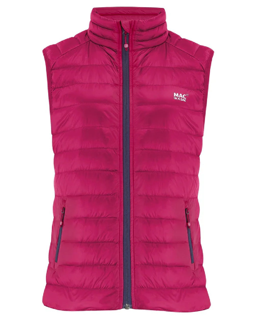Pink coloured Mac In A Sac Alpine Womens Down Gilet on white background