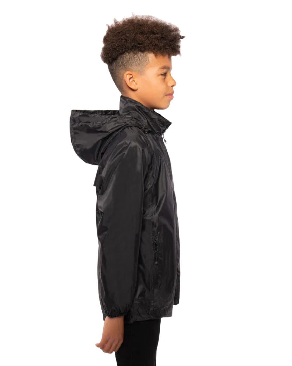 Black Coloured Mac In A Sac Mini Origin Packable Waterproof Jacket on white background