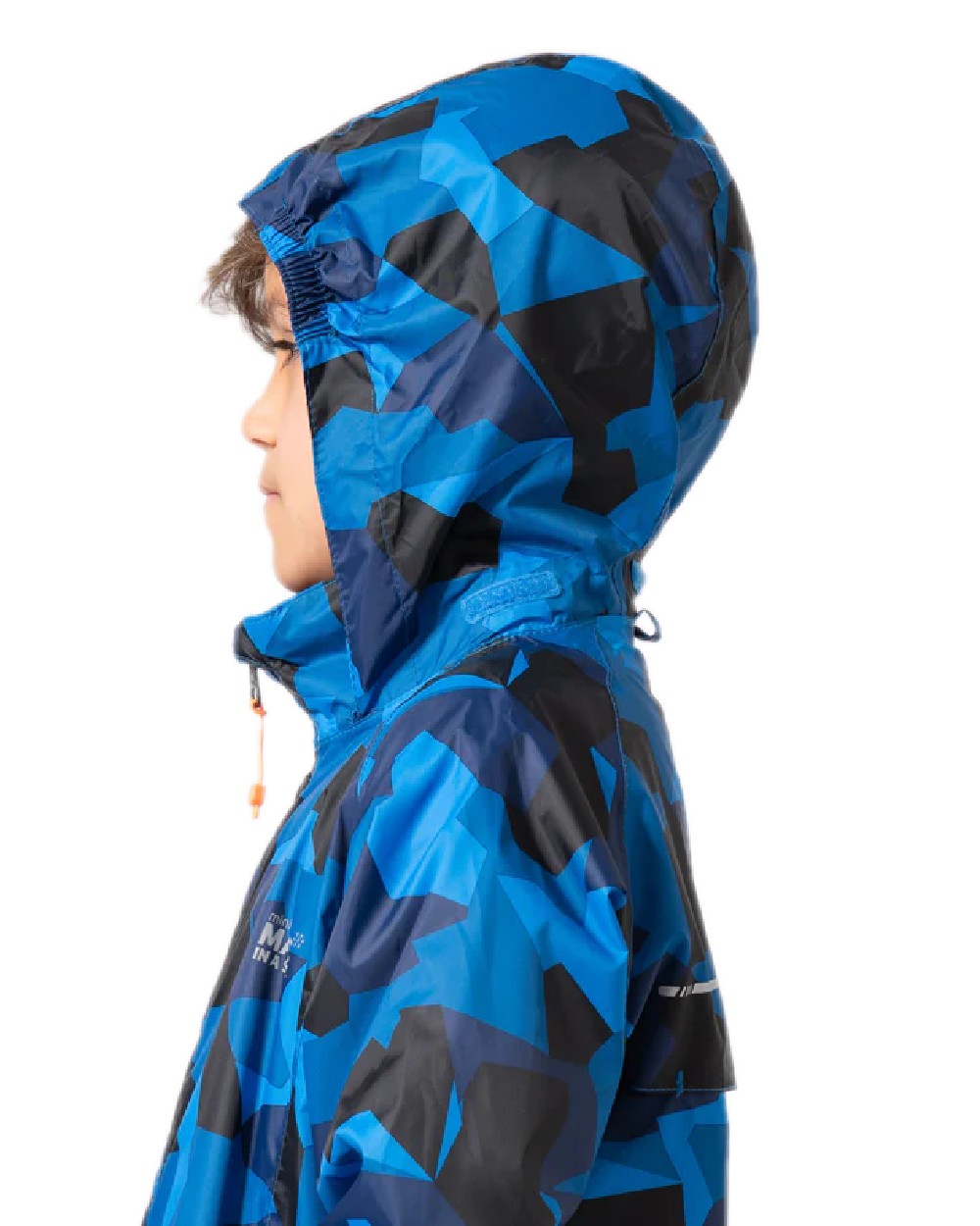 Blue Camo Coloured Mac In A Sac Mini Origin Packable Waterproof Jacket Camo on white background