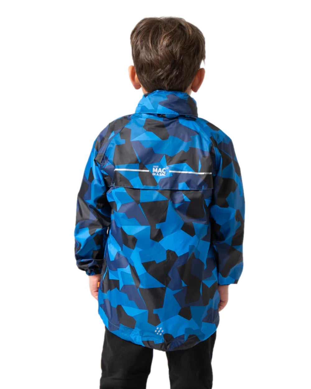 Blue Camo Coloured Mac In A Sac Mini Origin Packable Waterproof Jacket Camo on white background