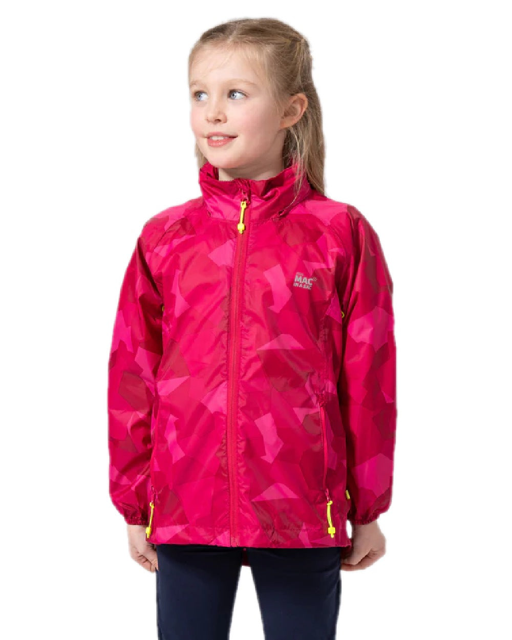 Pink Camo Coloured Mac In A Sac Mini Origin Packable Waterproof Jacket Camo on white background