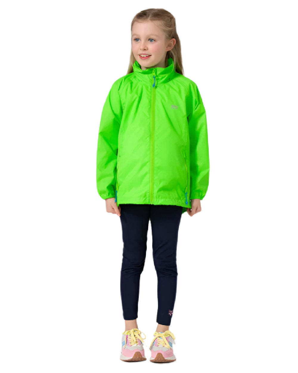 Neon Green Coloured Mac In A Sac Mini Origin Packable Waterproof Jacket Neon on white background