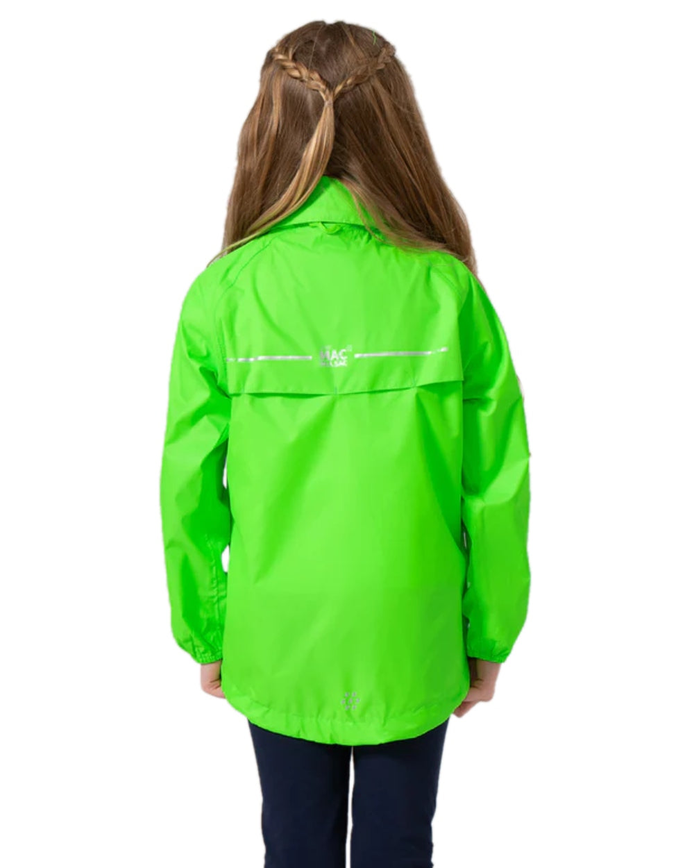 Neon Green Coloured Mac In A Sac Mini Origin Packable Waterproof Jacket Neon on white background