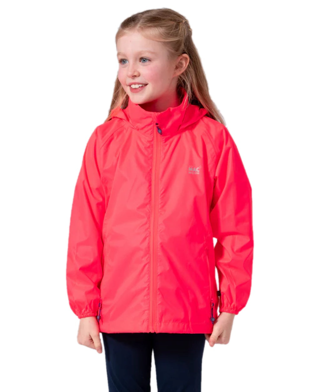 Neon Watermelon Coloured Mac In A Sac Mini Origin Packable Waterproof Jacket Neon on white background