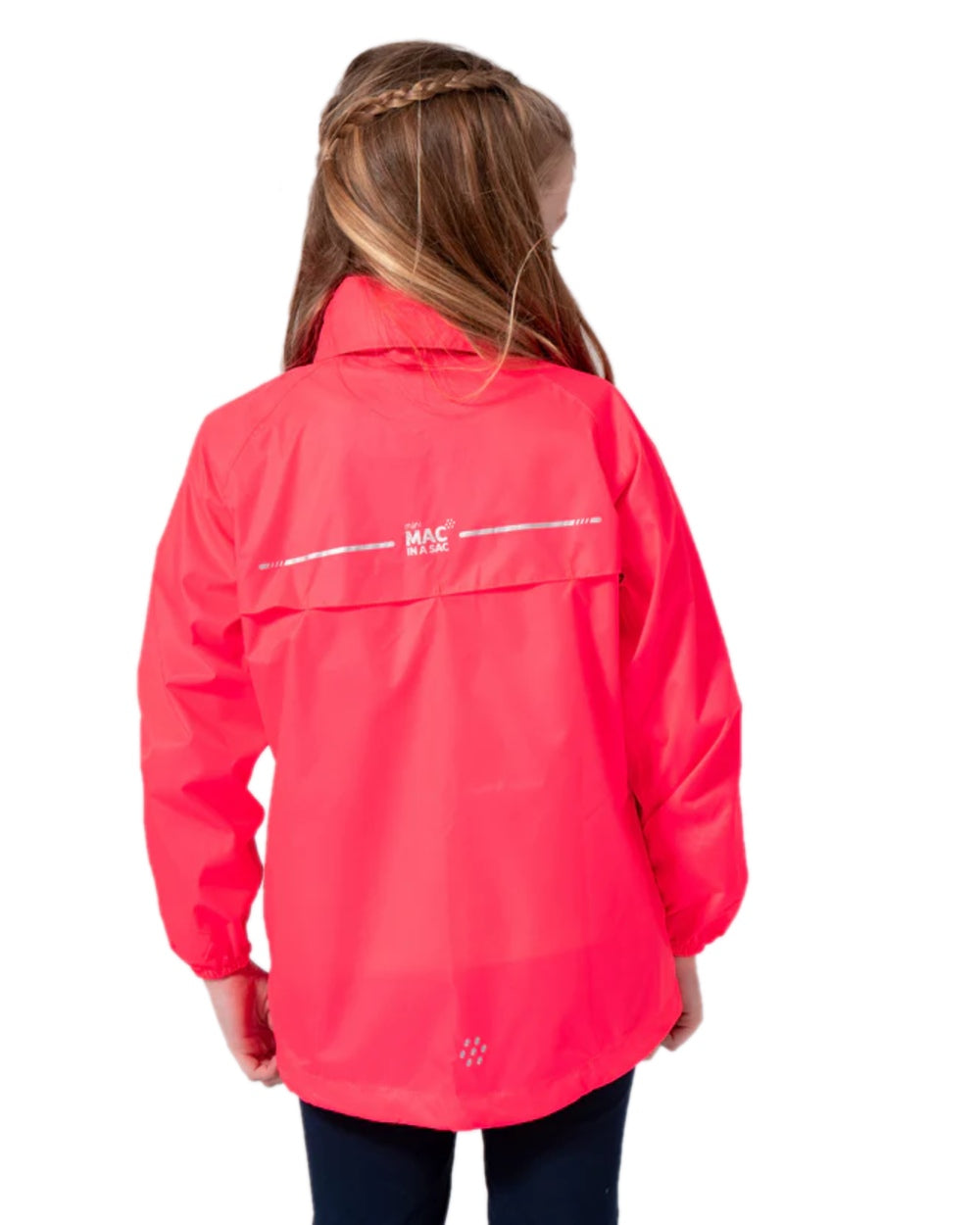Neon Watermelon Coloured Mac In A Sac Mini Origin Packable Waterproof Jacket Neon on white background