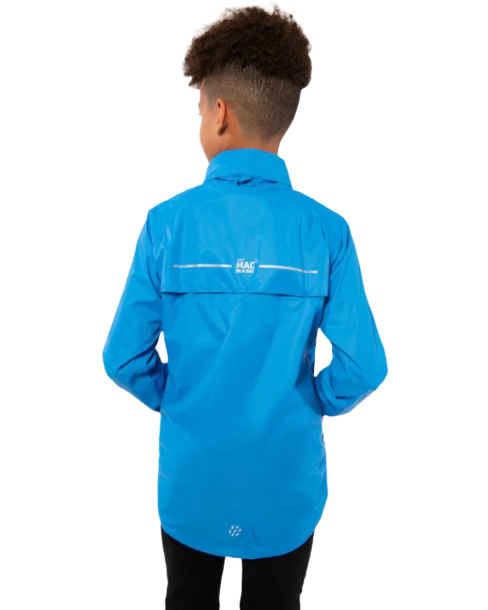 Ocean Blue Coloured Mac In A Sac Mini Origin Packable Waterproof Jacket on white background