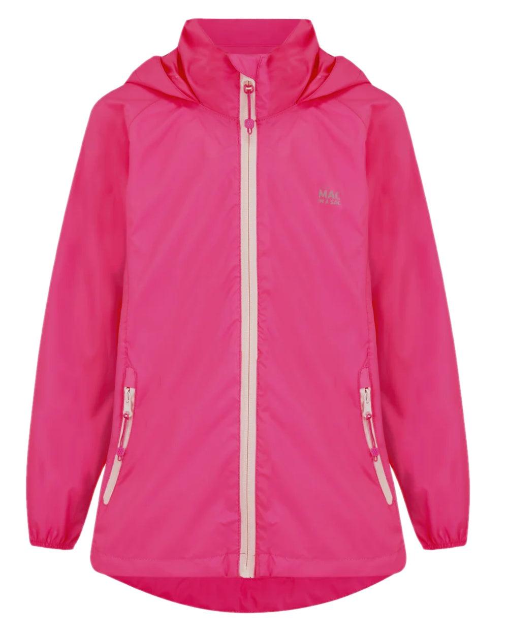Pink Coloured Mac In A Sac Mini Origin Packable Waterproof Jacket on white background
