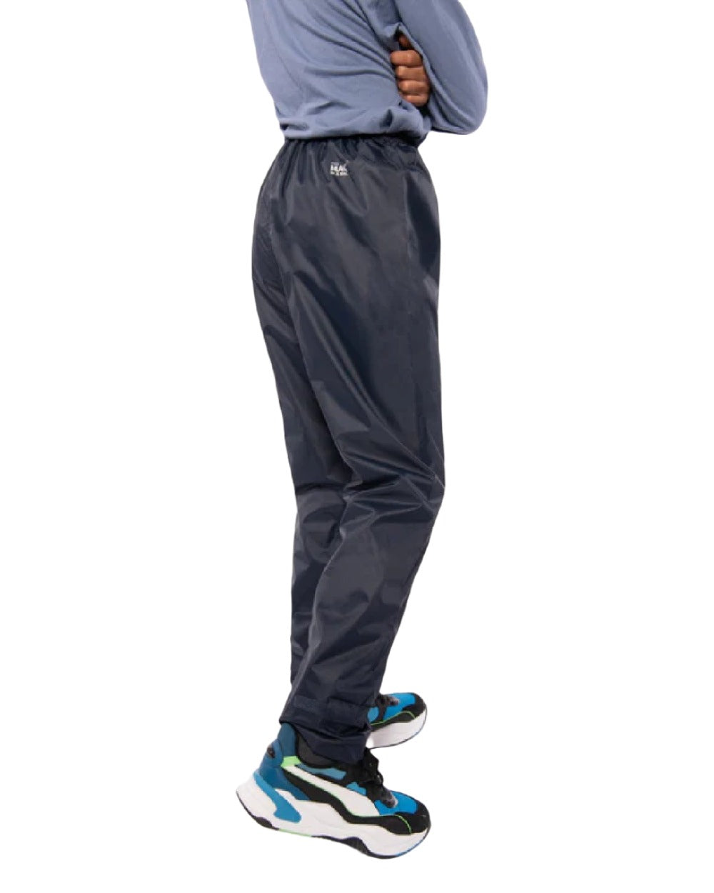 Navy coloured Mac In A Sac Origin 2 Childrens Overtrousers on white background