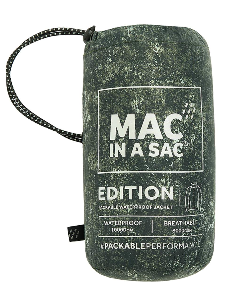 Khaki Etch Coloured Mac In A Sac Origin Camo Packable Waterproof Jacket on white background