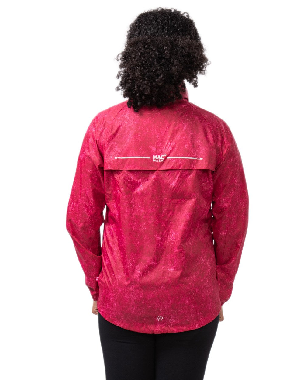 Pink Etch Coloured Mac In A Sac Origin Camo Packable Waterproof Jacket on white background