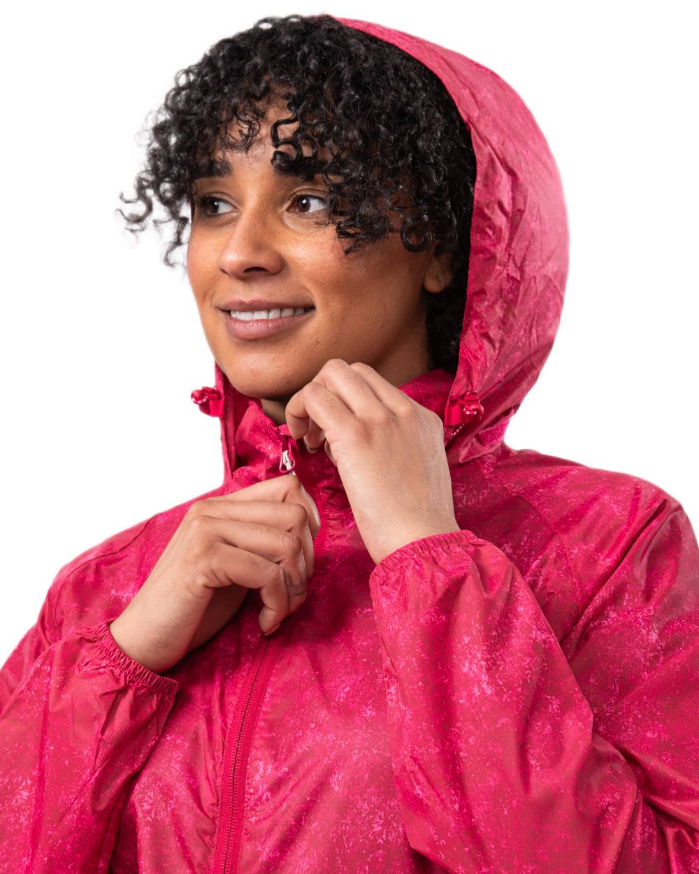 Pink Etch Coloured Mac In A Sac Origin Camo Packable Waterproof Jacket on white background