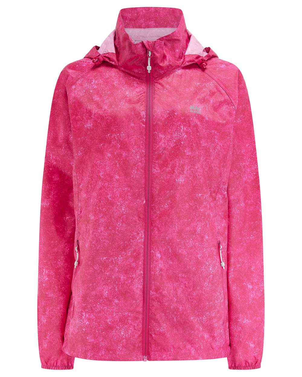 Pink Etch Coloured Mac In A Sac Origin Camo Packable Waterproof Jacket on white background