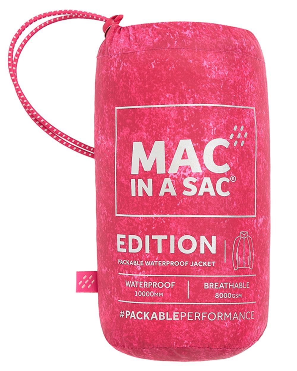 Pink Etch Coloured Mac In A Sac Origin Camo Packable Waterproof Jacket on white background