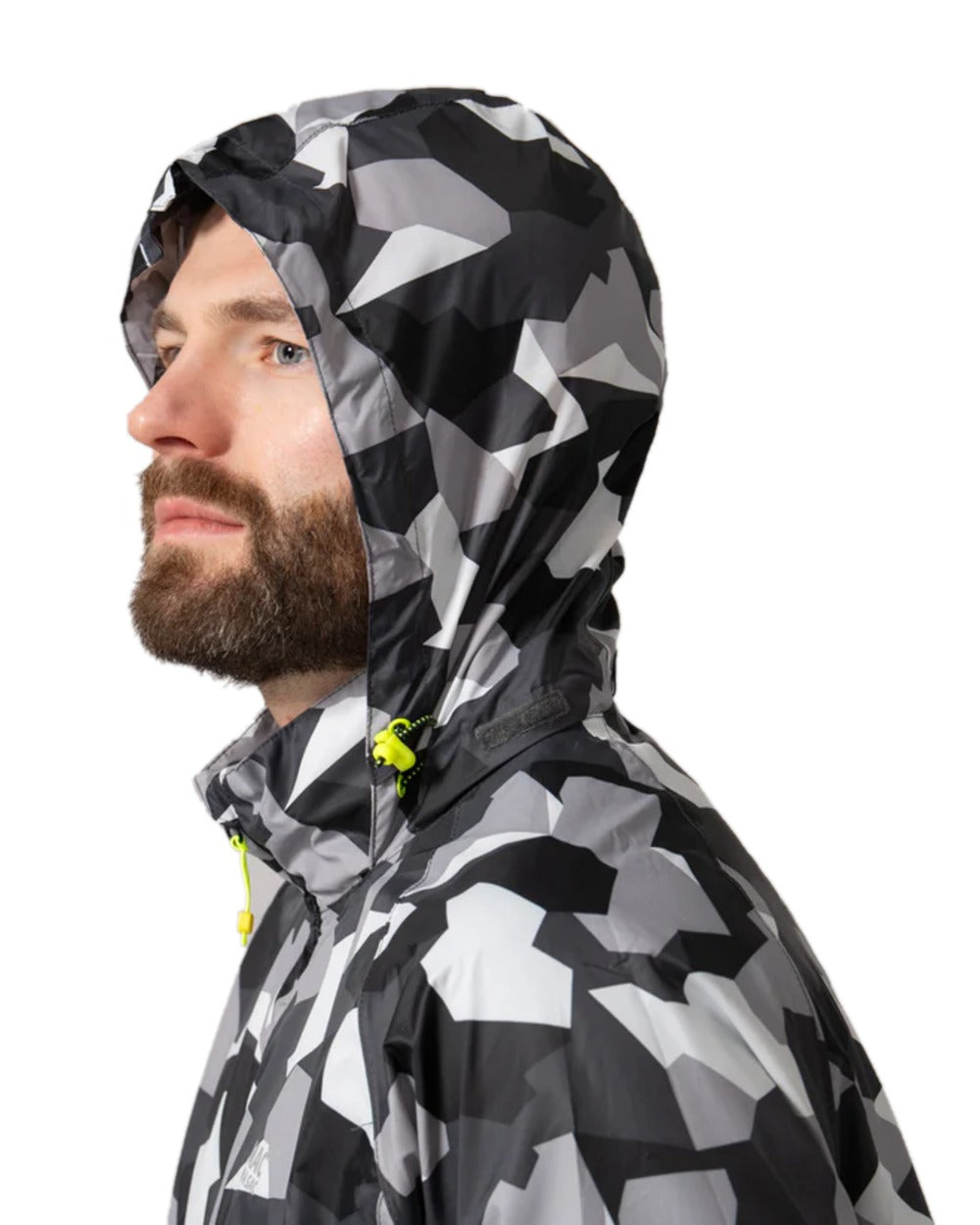 White Camo Coloured Mac In A Sac Origin Camo Packable Waterproof Jacket on white background