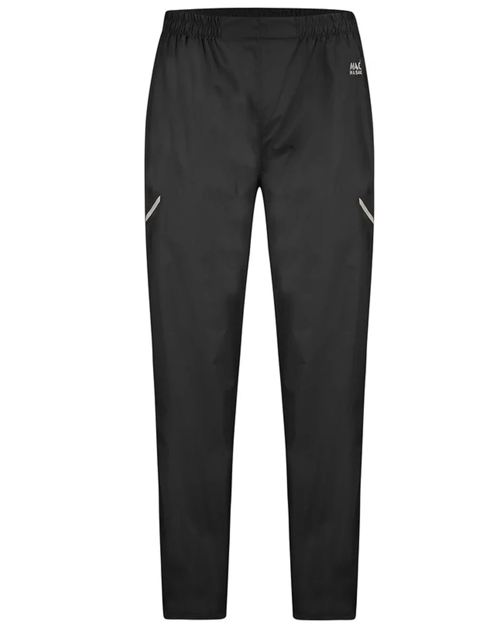 Black coloured Mac In A Sac Origin Packable Full Zip Overtrousers on white background