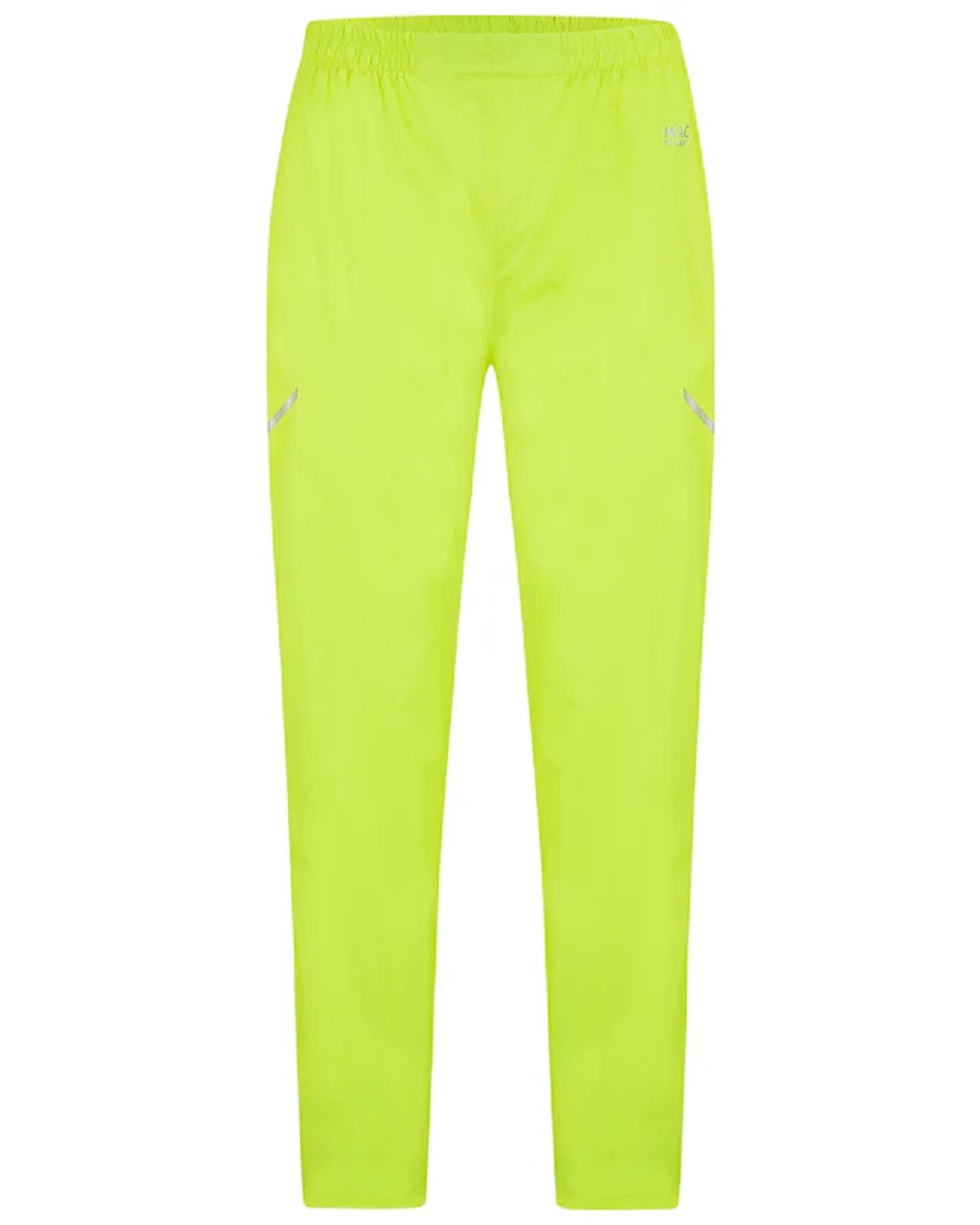 Neon Yellow coloured Mac In A Sac Origin Packable Full Zip Overtrousers on white background