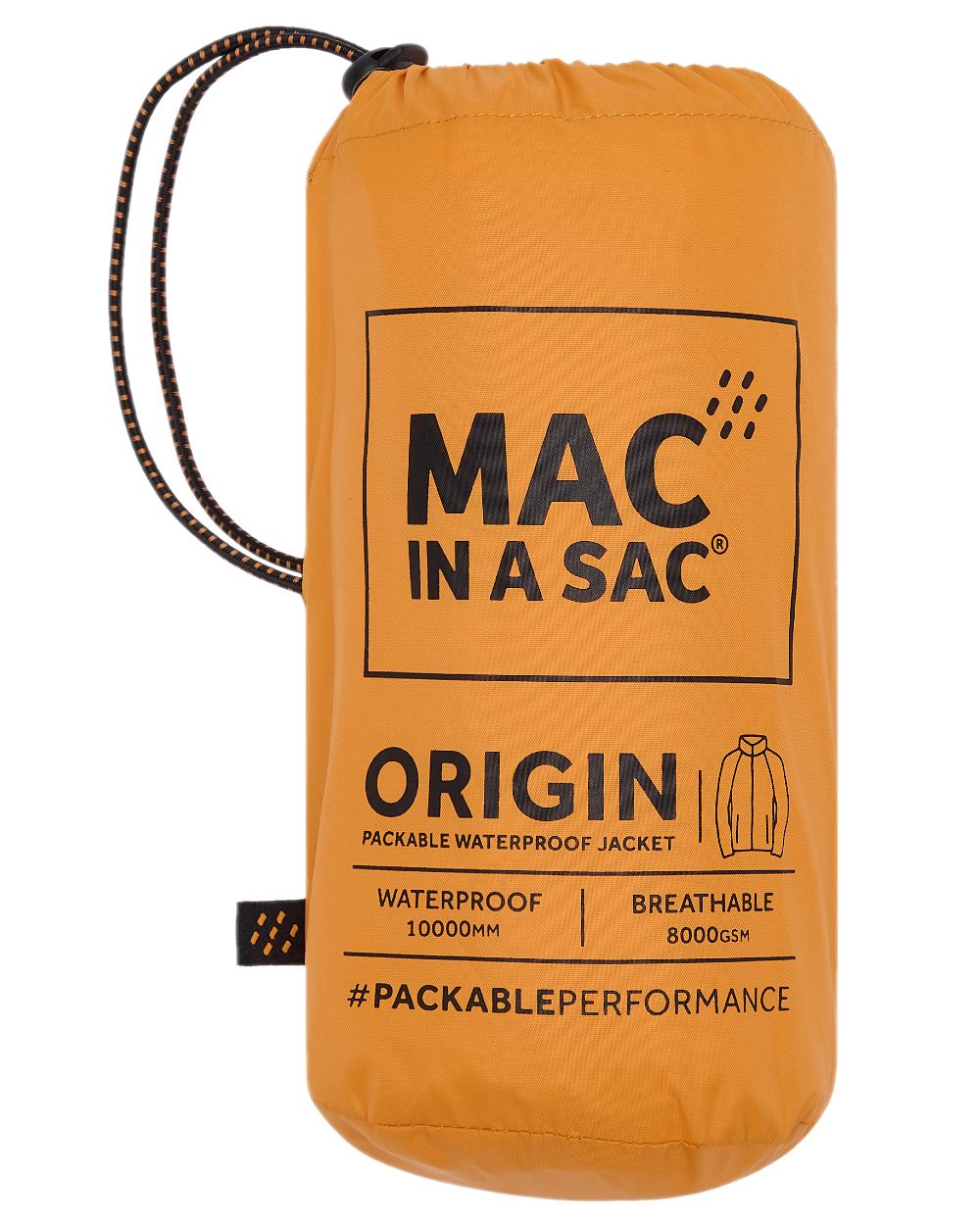 Soft Orange Coloured Mac In A Sac Origin Packable Waterproof Jacket on white background