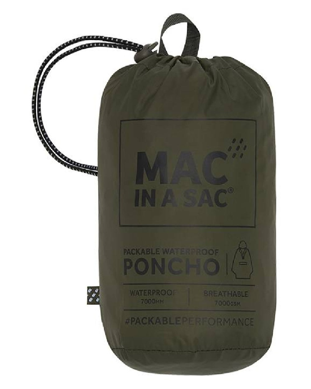 Khaki Coloured Mac In A Sac Origin Waterproof Poncho on white background