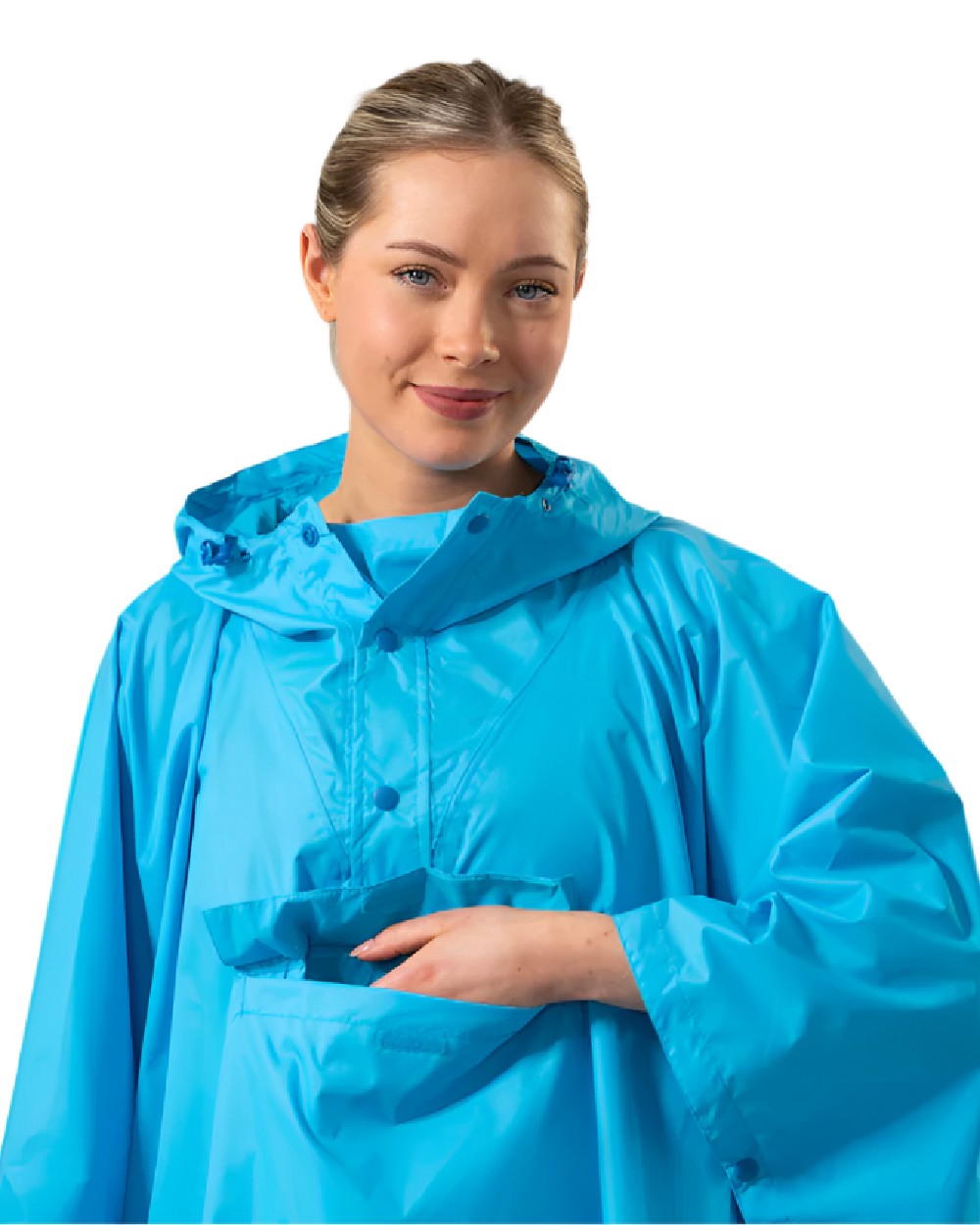Neon Blue Coloured Mac In A Sac Origin Waterproof Poncho Neon on white background