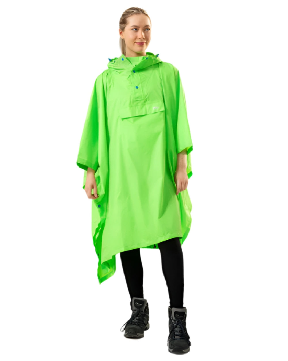 Neon Green Coloured Mac In A Sac Origin Waterproof Poncho Neon on white background
