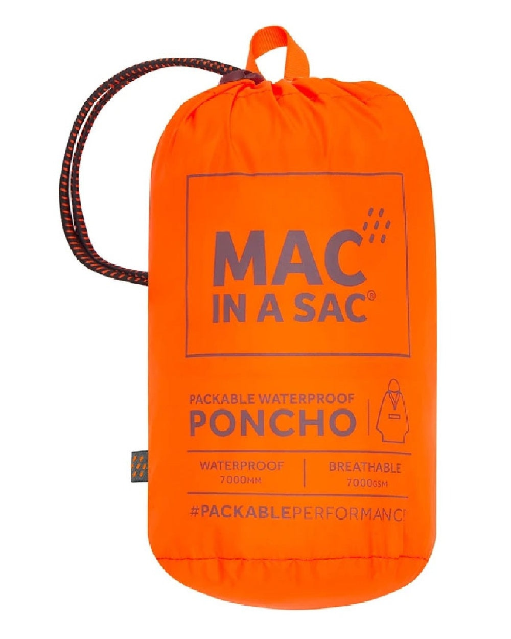 Neon Orange Coloured Mac In A Sac Origin Waterproof Poncho Neon on white background