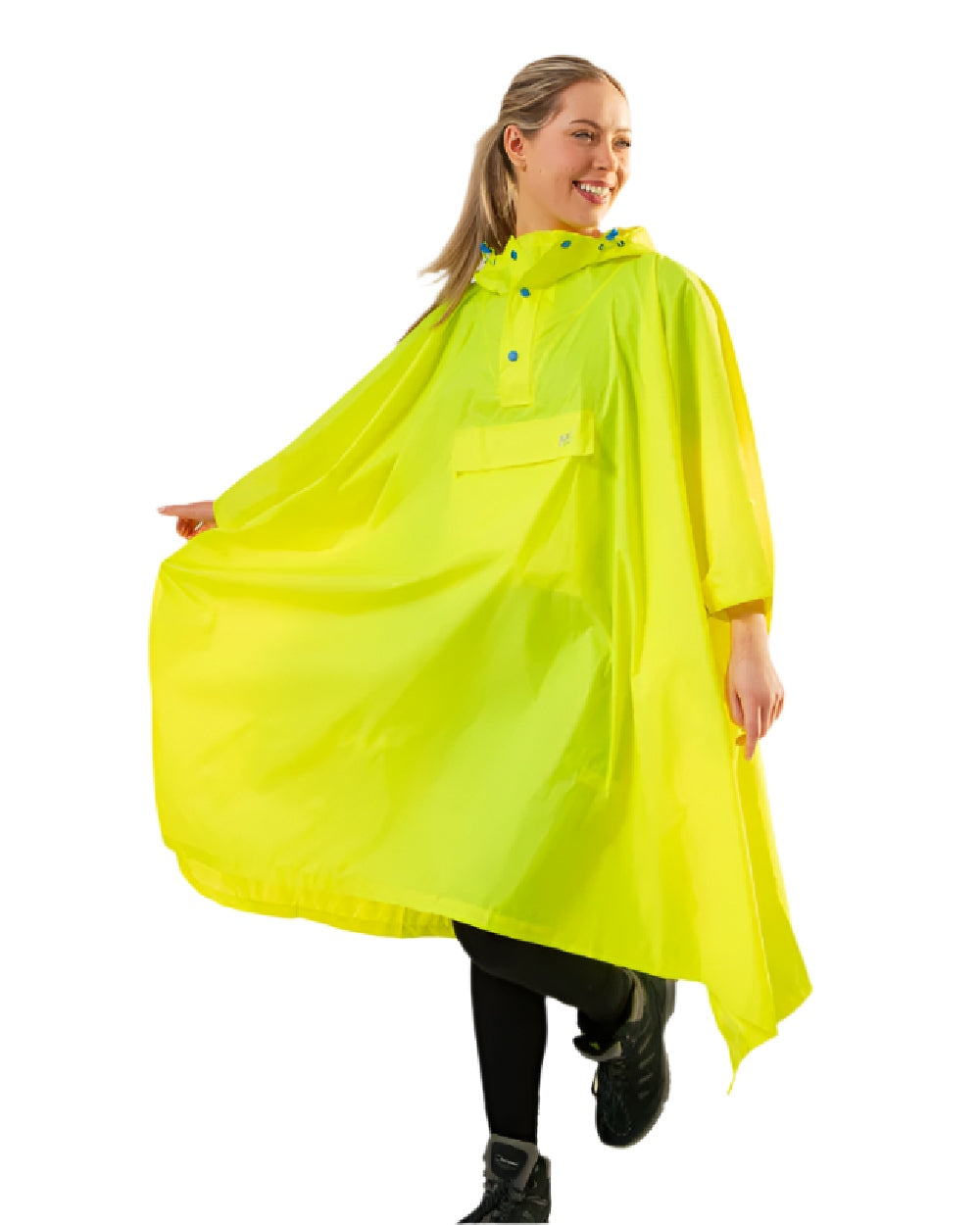 Neon Yellow Coloured Mac In A Sac Origin Waterproof Poncho Neon on white background